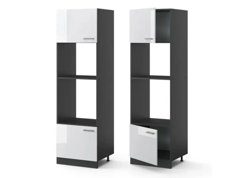 Vicco Mikrowellenschrank R-Line Küchenregal für die Mikrowelle Weiß Hochglanz/Anthrazit 60 cm