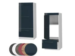 Vicco Mikrowellenschrank Fame-Line Küchenregal für die Mikrowelle Dunkelblau Hochglanz/Weiß 60 cm