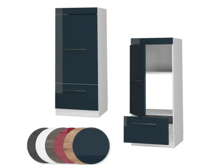 Vicco Mikrowellenschrank Fame-Line Küchenregal für die Mikrowelle Dunkelblau Hochglanz/Weiß 60 cm
