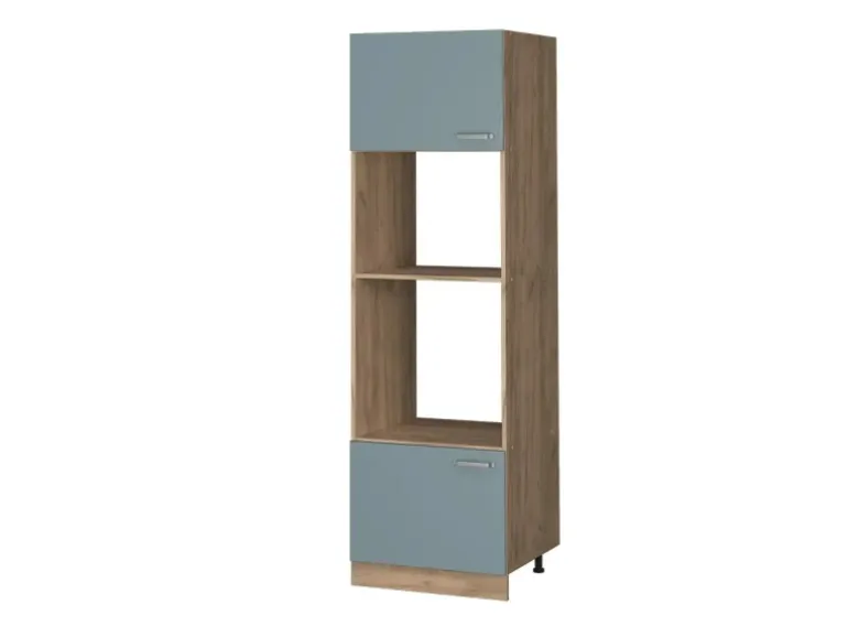 Vicco Mikrowellenschrank R-Line Küchenregal für die Mikrowelle Blau-Grau/Goldkraft Eiche 60 cm