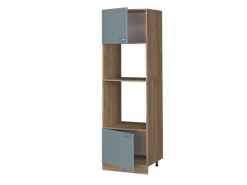Vicco Mikrowellenschrank R-Line Küchenregal für die Mikrowelle Blau-Grau/Goldkraft Eiche 60 cm