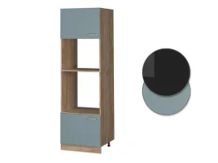 Vicco Mikrowellenschrank R-Line Küchenregal für die Mikrowelle Blau-Grau/Goldkraft Eiche 60 cm