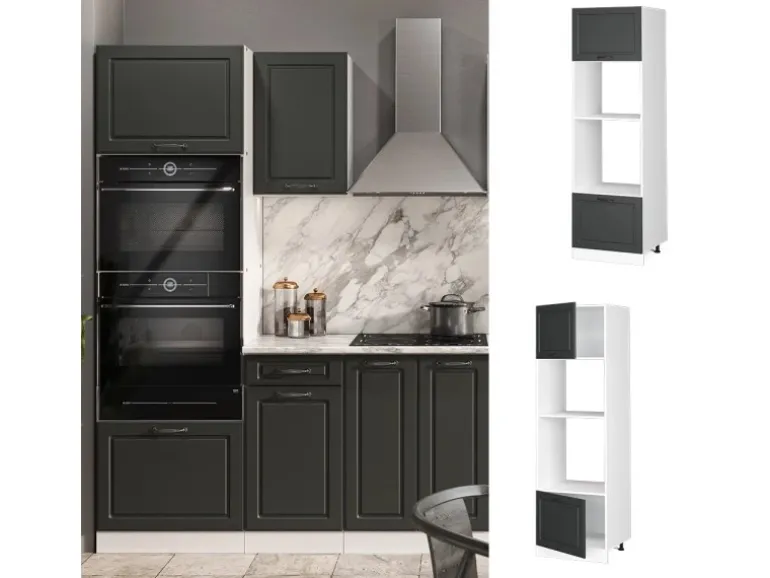 Vicco Mikrowellenschrank R-Line Küchenregal für die Mikrowelle Anthrazit Landhaus/Weiß 60 cm