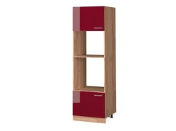 Vicco Mikrowellenschrank R-Line Bordeaux Hochglanz/Goldkraft Eiche 60 cm