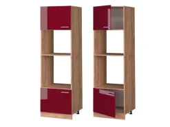 Vicco Mikrowellenschrank R-Line Bordeaux Hochglanz/Goldkraft Eiche 60 cm