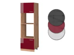 Vicco Mikrowellenschrank R-Line Bordeaux Hochglanz/Goldkraft Eiche 60 cm