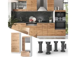 Vicco Mikrowellenschrank Fame-Line Küchenregal für die Mikrowelle Goldkraft Eiche/Weiß 60 cm