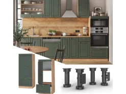 Vicco Mikrowellenschrank Fame-Line Grün-Gold Landhaus/Goldkraft Eiche 60 cm