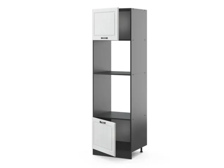 Vicco Mikrowellenschrank R-Line Küchenregal für die Mikrowelle Weiß Landhaus/Anthrazit 60 cm