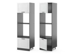 Vicco Mikrowellenschrank R-Line Küchenregal für die Mikrowelle Weiß Landhaus/Anthrazit 60 cm