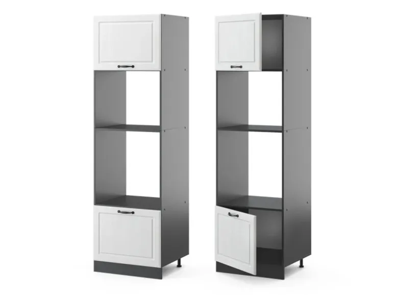 Vicco Mikrowellenschrank R-Line Küchenregal für die Mikrowelle Weiß Landhaus/Anthrazit 60 cm