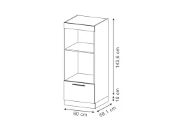 Vicco Mikrowellenschrank Fame-Line Dunkelblau Hochglanz/Anthrazit 60 cm Offen
