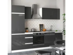 Vicco Optima Küchenzeile Anthrazit Hochglanz 270 cm ohne ArbeitsplattegrifflosOptima ohne E-Geräte