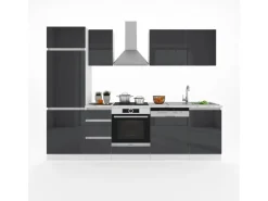 Vicco Optima Küchenzeile Anthrazit Hochglanz 270 cm ohne ArbeitsplattegrifflosOptima ohne E-Geräte