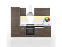 Vicco Optima Küchenzeile Edelgrau/Weiß 270 cm ohne Arbeitsplatte mit LED-LeistenOptima ohne E-Geräte