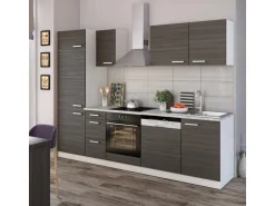 Vicco Optima Küchenzeile Edelgrau/Weiß 270 cm ohne Arbeitsplatte mit LED-LeistenOptima ohne E-Geräte