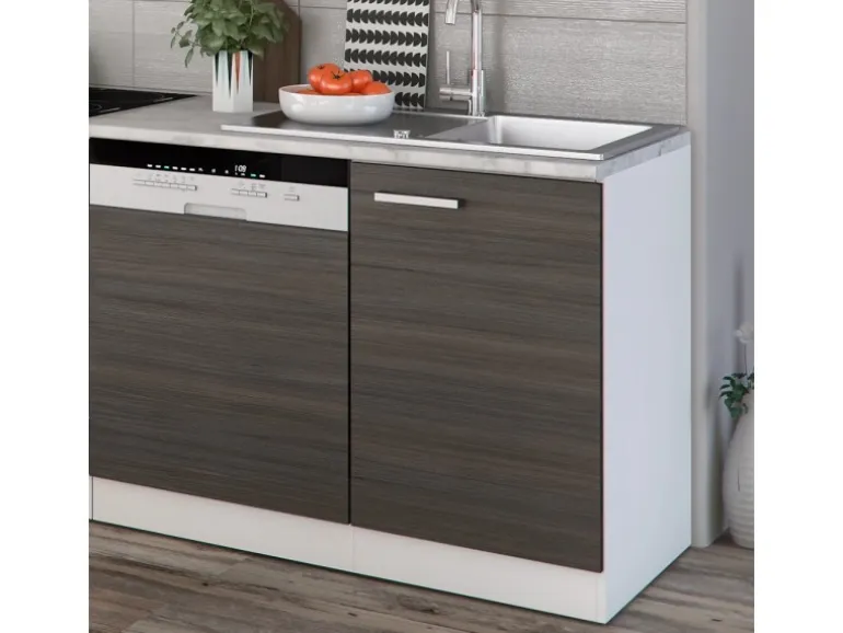Vicco Optima Küchenzeile Edelgrau/Weiß 270 cm ohne Arbeitsplatte mit LED-LeistenOptima ohne E-Geräte