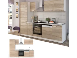Vicco Optima Küchenzeile Sonoma 270 cm ohne Arbeitsplatte mit LED-LeistenOptima ohne E-Geräte