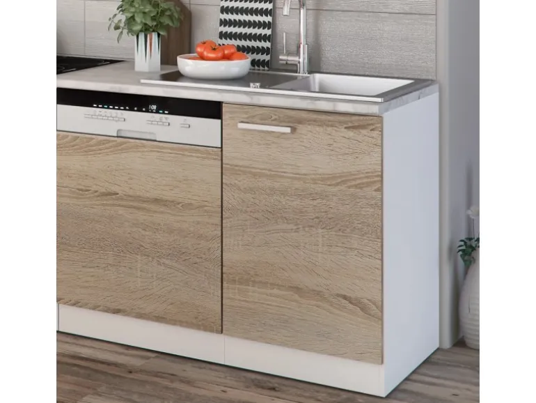 Vicco Optima Küchenzeile Sonoma 270 cm ohne Arbeitsplatte mit LED-LeistenOptima ohne E-Geräte