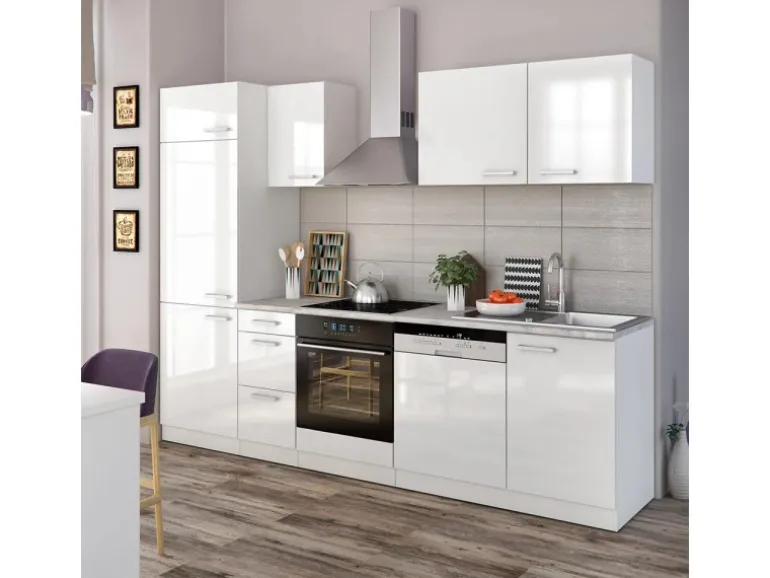 Vicco Optima Küchenzeile Weiß 270 cm ohne ArbeitsplatteOptima ohne E-Geräte