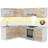 Vicco Rick Eckküche Weiß/Sonoma 247 x 167 cm AP Marmor mit LED-LeistenRick ohne E-Geräte