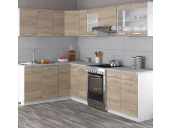 Vicco Rick Eckküche Weiß/Sonoma 267 x 167 cm AP MarmorRick ohne E-Geräte