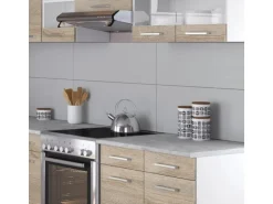 Vicco Rick Eckküche Weiß/Sonoma 267 x 167 cm AP MarmorRick ohne E-Geräte