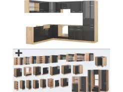 Vicco R-Line Eckküche Anthrazit Hochglanz/Goldkraft Eiche 227 x 287 cm AP Eiche ohne E-Geräte