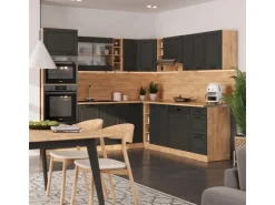 Vicco R-Line Eckküche Anthrazit Landhaus/Goldkraft Eiche 237 x 60 cm ohne Arbeitsplatte ohne E-Geräte