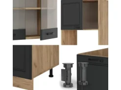 Vicco R-Line Eckküche Anthrazit Landhaus/Goldkraft Eiche 237 x 60 cm ohne Arbeitsplatte ohne E-Geräte