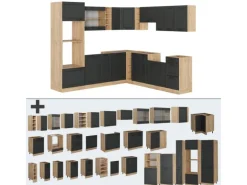 Vicco R-Line Eckküche Anthrazit Landhaus/Goldkraft Eiche 237 x 60 cm ohne Arbeitsplatte ohne E-Geräte