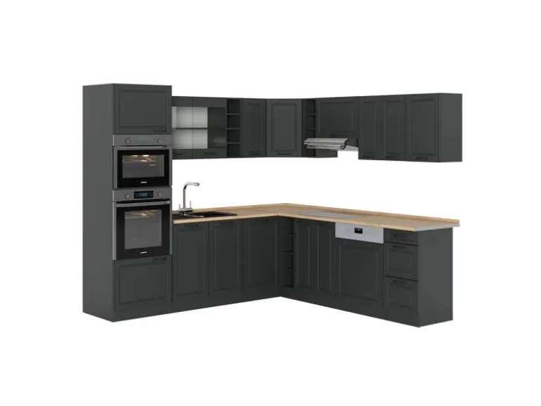 Vicco R-Line Eckküche Anthrazit Landhaus/Anthrazit 237 x 60 cm ohne Arbeitsplatte ohne E-Geräte