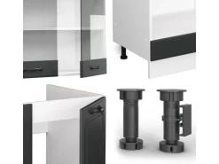 Vicco R-Line Eckküche Anthrazit Landhaus/Weiß 227 x 287 cm ohne Arbeitsplatte ohne E-Geräte