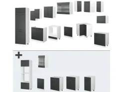 Vicco R-Line Eckküche Anthrazit Landhaus/Weiß 227 x 287 cm ohne Arbeitsplatte ohne E-Geräte