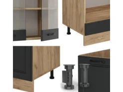 Vicco R-Line Eckküche Anthrazit Landhaus/Goldkraft Eiche 227 x 287 cm AP Eiche ohne E-Geräte