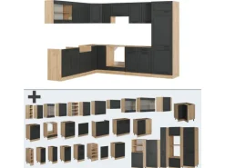 Vicco R-Line Eckküche Anthrazit Landhaus/Goldkraft Eiche 227 x 287 cm AP Eiche ohne E-Geräte