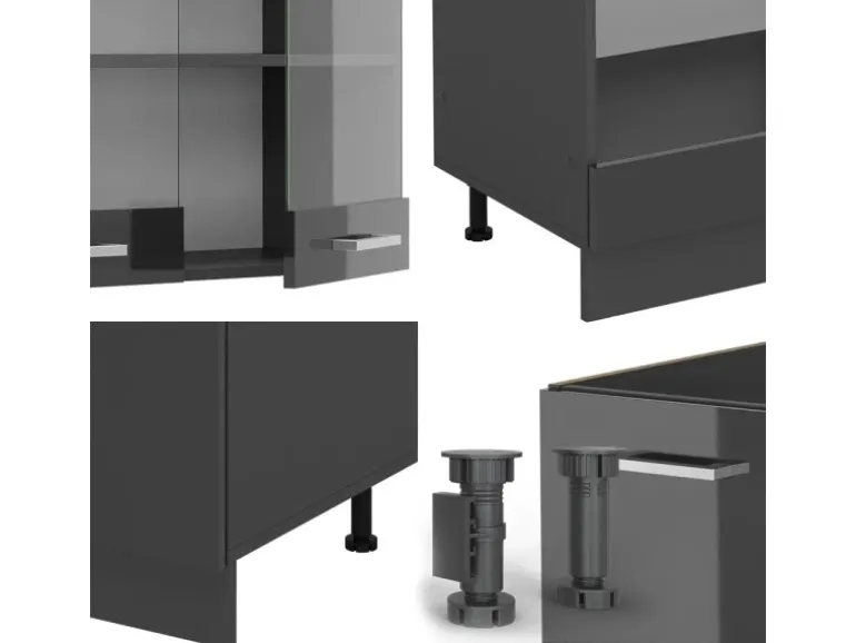 Vicco R-Line Eckküche Anthrazit Hochglanz/Anthrazit 227 x 287 cm AP Anthrazit ohne E-Geräte