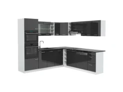 Vicco R-Line Eckküche Anthrazit Hochglanz/Weiß 237 x 247 cm AP Anthrazit ohne E-Geräte