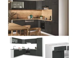 Vicco R-Line Eckküche Anthrazit Landhaus/Weiß 227 x 287 cm AP Anthrazit ohne E-Geräte