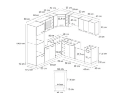 Vicco R-Line Eckküche Anthrazit Hochglanz/Goldkraft Eiche 237 x 247 cm AP Eiche ohne E-Geräte