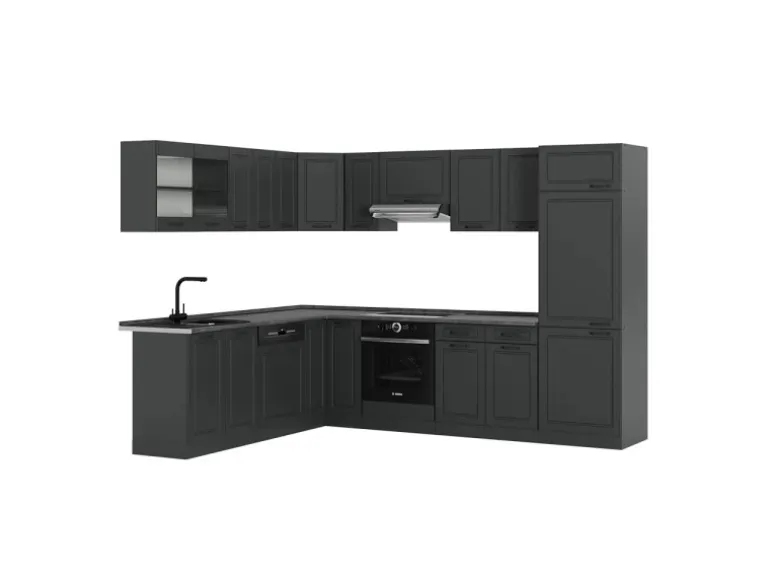 Vicco R-Line Eckküche Anthrazit Landhaus/Anthrazit 227 x 287 cm AP Anthrazit ohne E-Geräte