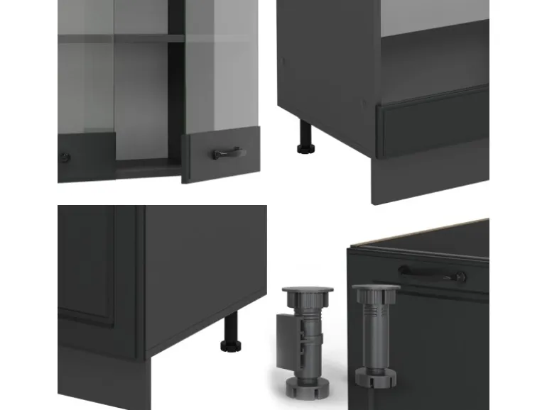 Vicco R-Line Eckküche Anthrazit Landhaus/Anthrazit 227 x 287 cm AP Anthrazit ohne E-Geräte