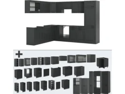 Vicco R-Line Eckküche Anthrazit Landhaus/Anthrazit 227 x 287 cm AP Anthrazit ohne E-Geräte