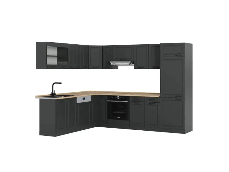 Vicco R-Line Eckküche Anthrazit Landhaus/Anthrazit 227 x 287 cm ohne Arbeitsplatte ohne E-Geräte