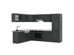 Vicco R-Line Eckküche Anthrazit Landhaus/Anthrazit 227 x 287 cm AP Marmor ohne E-Geräte