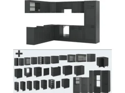 Vicco R-Line Eckküche Anthrazit Landhaus/Anthrazit 227 x 287 cm AP Marmor ohne E-Geräte