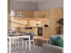 Vicco R-Line Eckküche Artisan-Eiche/Goldkraft Eiche 227 x 287 cm AP Anthrazit ohne E-Geräte