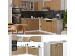 Vicco R-Line Eckküche Artisan Eiche/Weiß 237 x 247 cm AP Marmor ohne E-Geräte