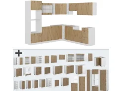 Vicco R-Line Eckküche Artisan Eiche/Weiß 237 x 247 cm AP Marmor ohne E-Geräte