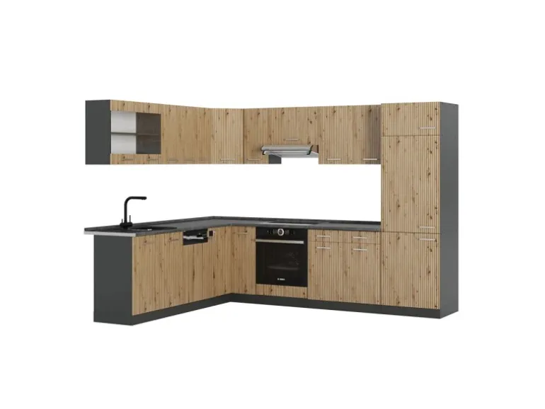 Vicco R-Line Eckküche Artisan Eiche/Anthrazit 227 x 287 cm AP Anthrazit ohne E-Geräte